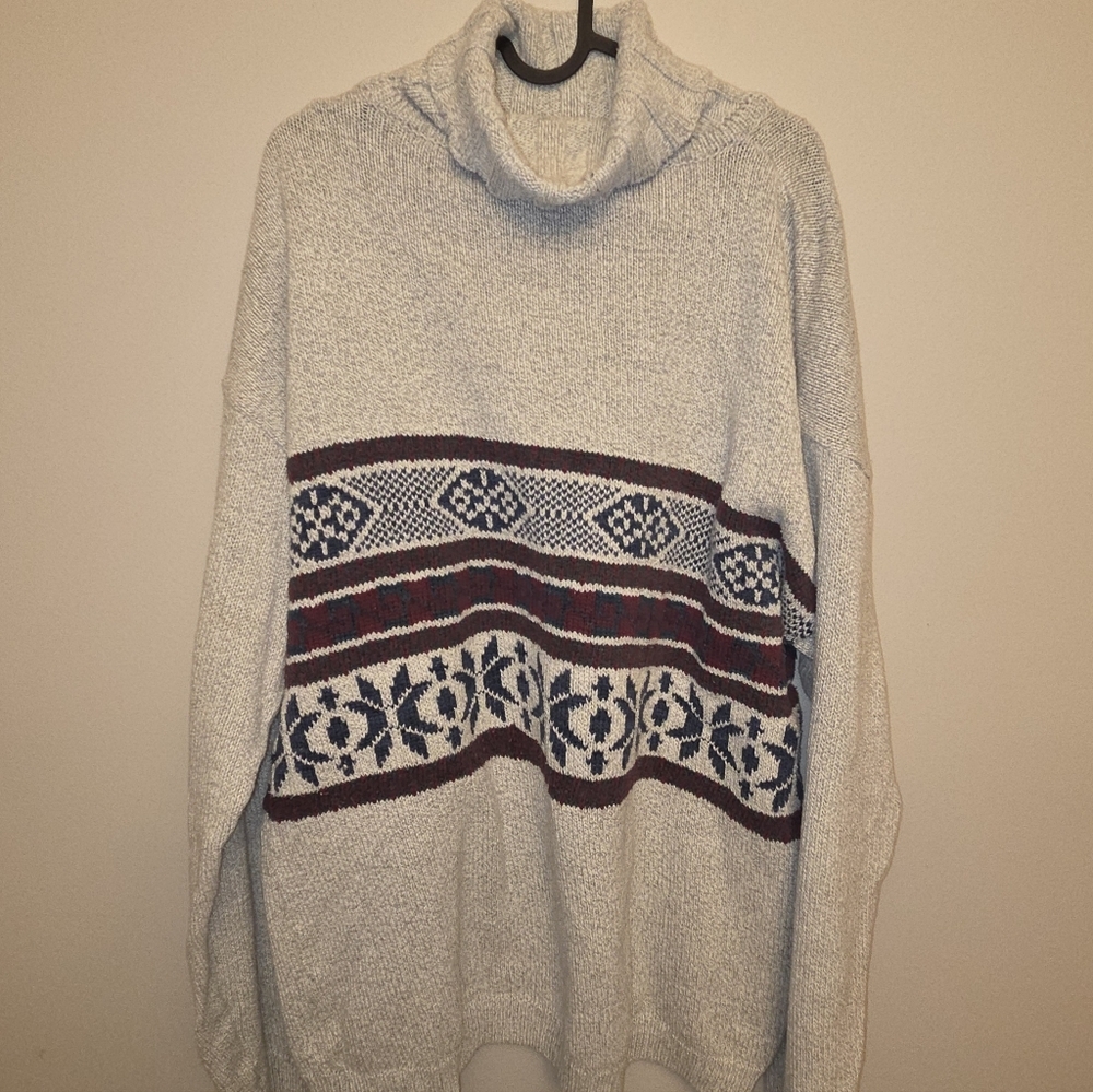 London Fog Vintage 90s Cotton Turtleneck Sweater Made USA Size L - Picture 1 of 3